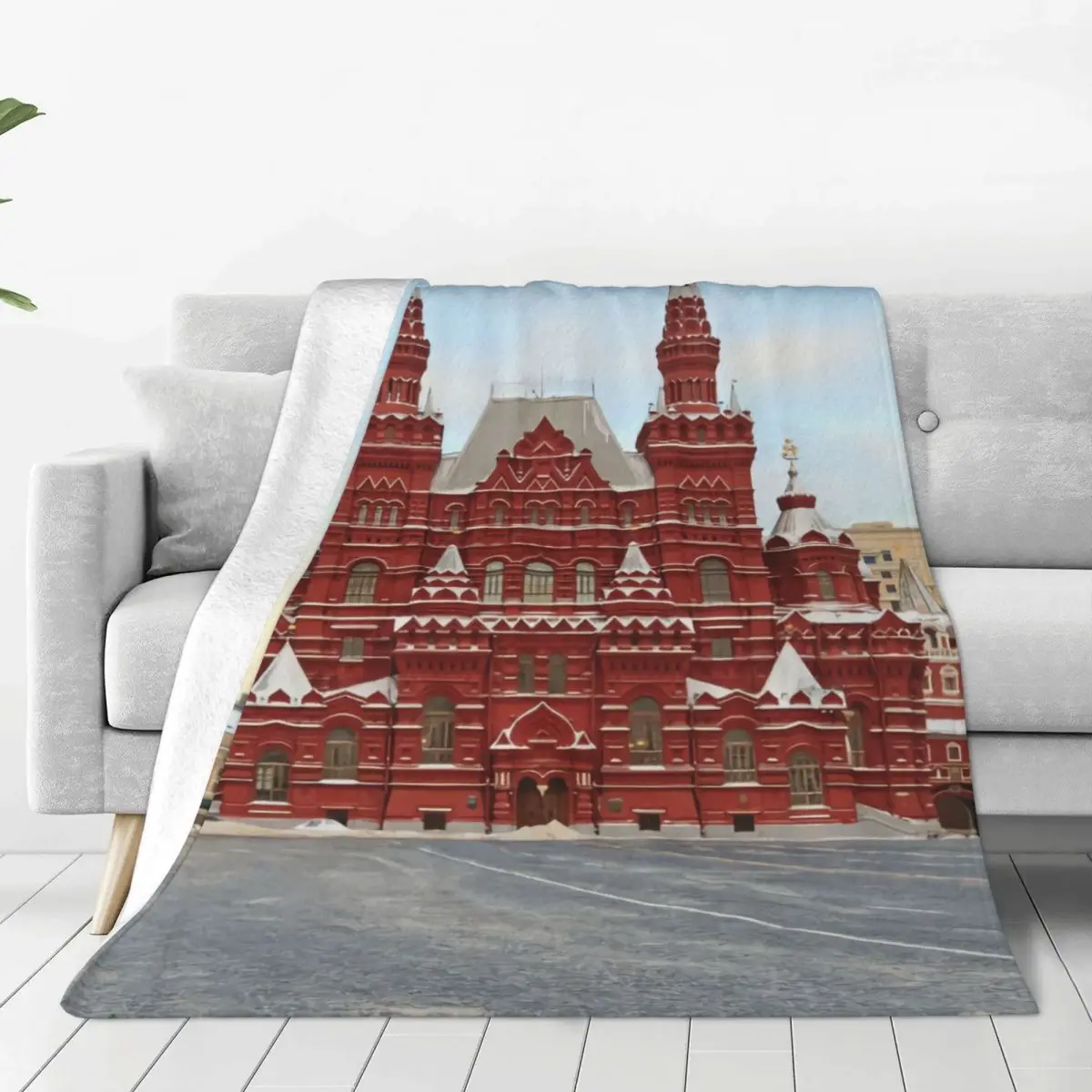 

Russia Landscape Architecture Blanket Warm Cozy Anti-pilling Flannel Throw Blankets for Easy Care Machine Travel Camping