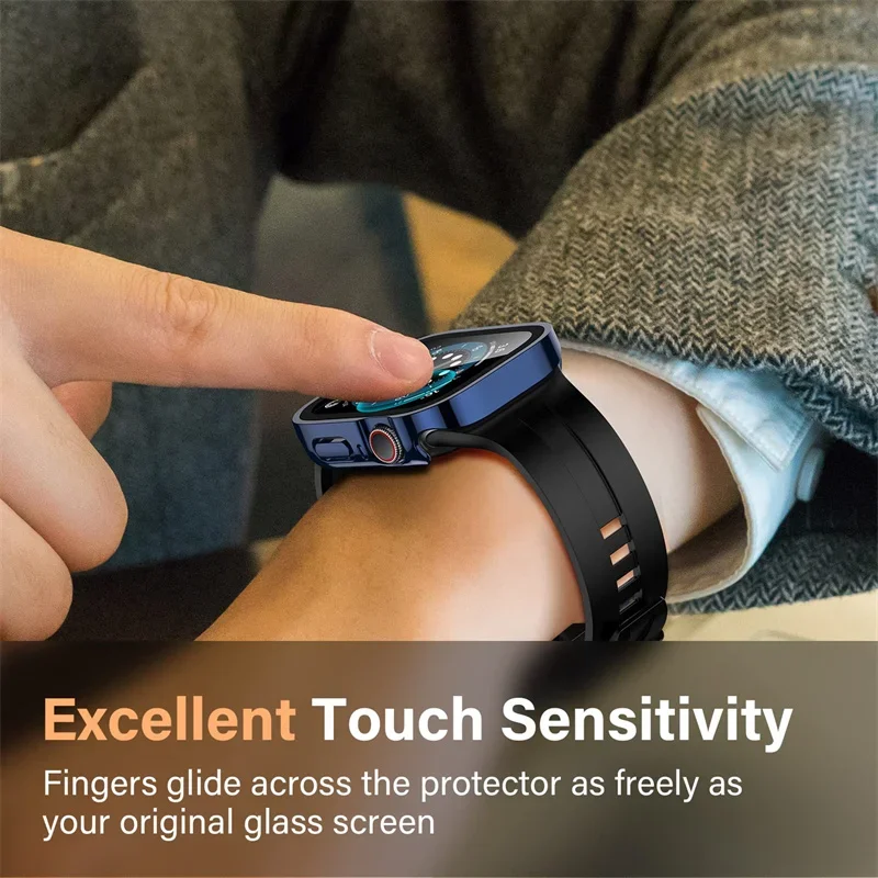 Tempered Glass + Case for Apple Watch band ultra2 44 mm 40mm PC Edge Screen Protector cover iWatch series 9 8 7 6 5 4 se 41mm 45mm apple watch screen protector case apple watch screen protector watch screen protector case watch cover watch protective case watch case watch protective cover apple watch case watch screen protector
