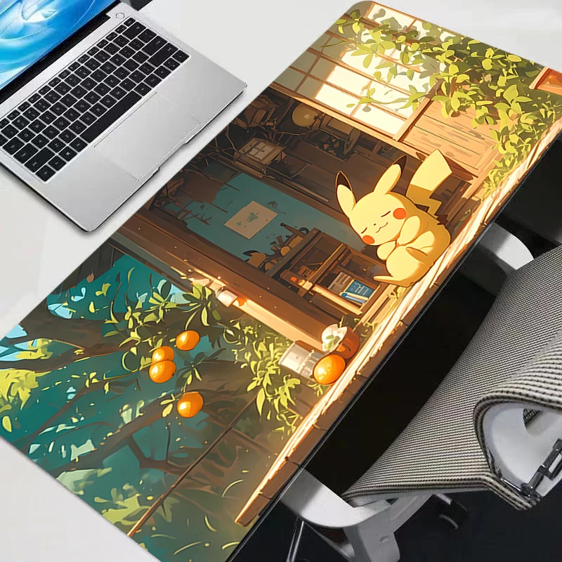 Large Gaming P-pokemon Pikachu Mousepad Keyboard Pad Gamer Mouse Pad on The Table Speed Desk Mat Anime 900x400 Soft Mouse Mats 2