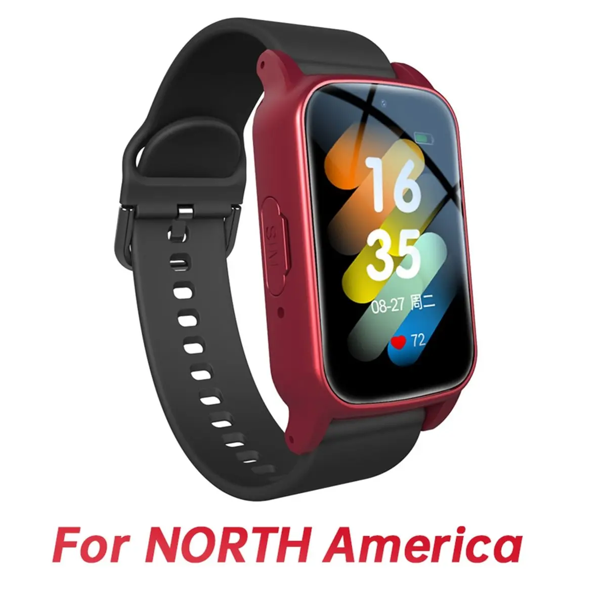 ABSF Smartwatch 4G per Anziani con GPS, SOS, Rilevamento Cadute, Supporto di Emergenza, Monitoraggio Salute AI per Anziani Rosso B - immagine 3