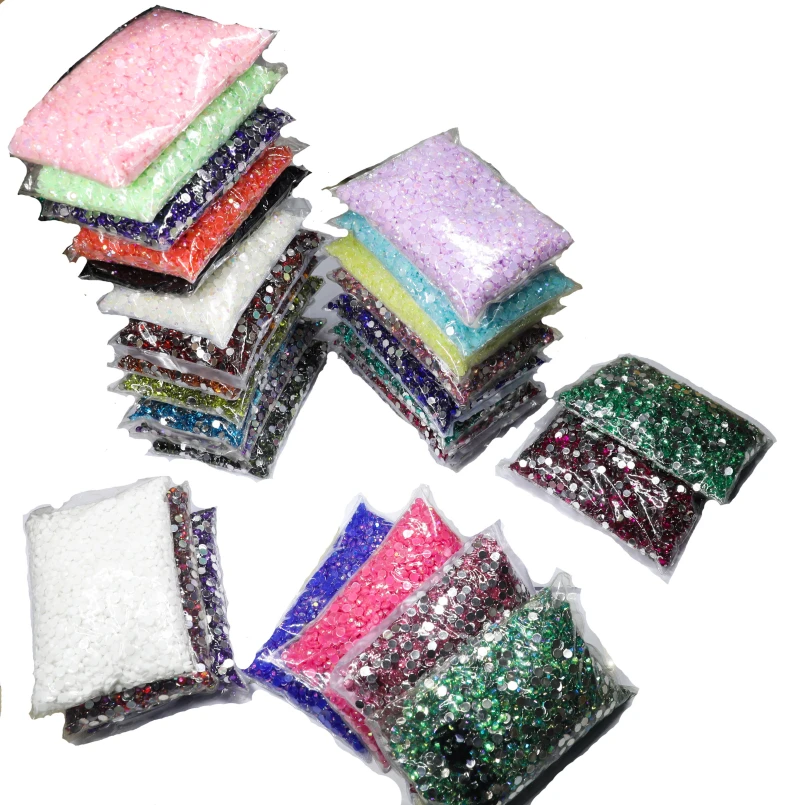Crystal AB 40 Colors 1.5~6mm Flat Back Round Acrylic Rhinestones Beads/ Stones ,3D Acrylic Nail Art / Garment Decoration