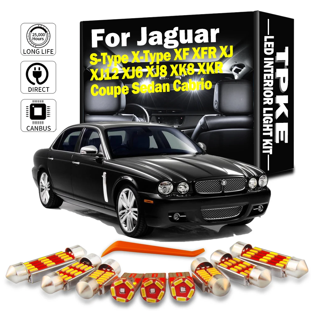 Фото TPKE Canbus для Jaguar F-Type S-Type X-Type XF XFR XJ XJ12 XJ6 XJ8 XK8 XKR Coupe Sedan Cabrio автомобильный комплект светодиодного освещения для салона карты №1