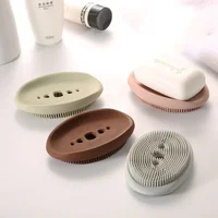 Silicone Soap Dish Creative Shower Dish Drain Plate Bathroom Soap Holder Soap Box Sponge Holder Punch-free High Quality 1