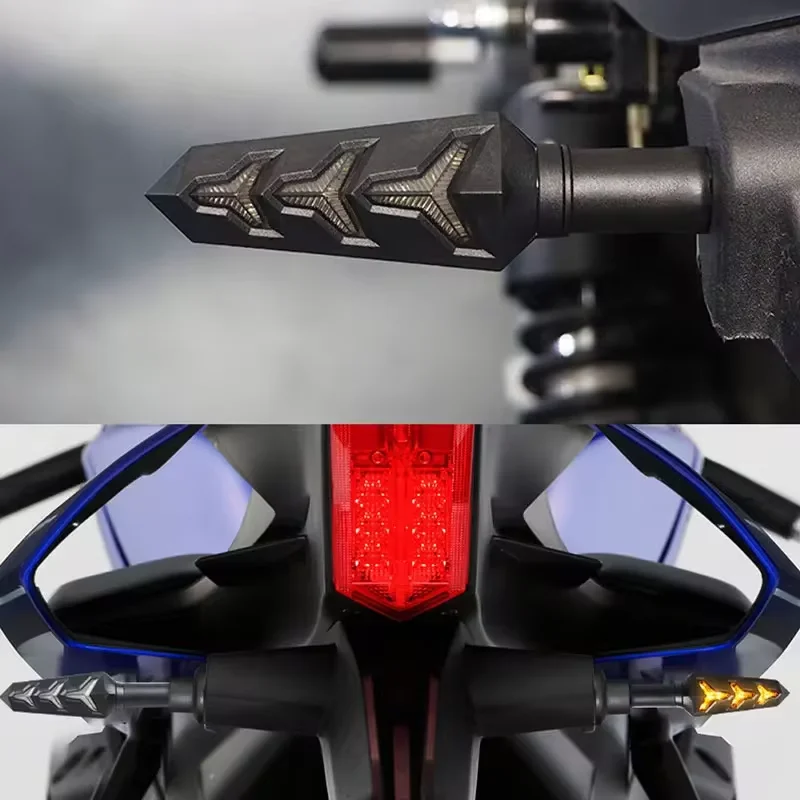 Motorcycle Turn Signal Lights KEVANLY 2PCS Motorbike LED Motorcycle Turn Signal Light Flowing Fishbone Indicator Lights Daytime Running Lights 12V