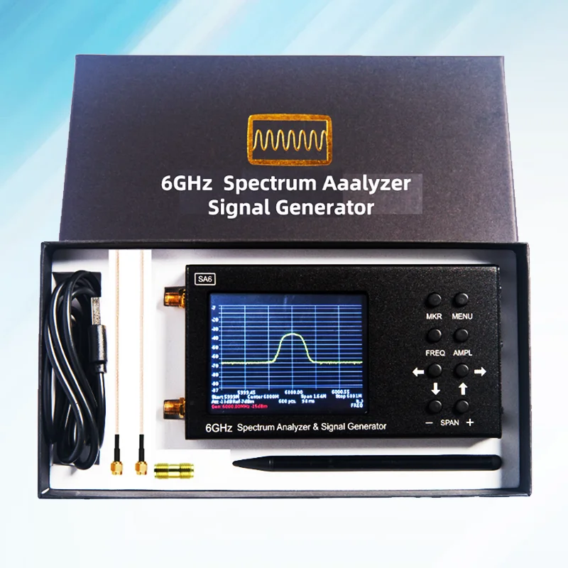 SA6 Handheld Digital Spectrum Testing Analyzer Touch Sensitive Wi Fi RF Gain Band Antenna Professional Frequency EMC Анализатор 2