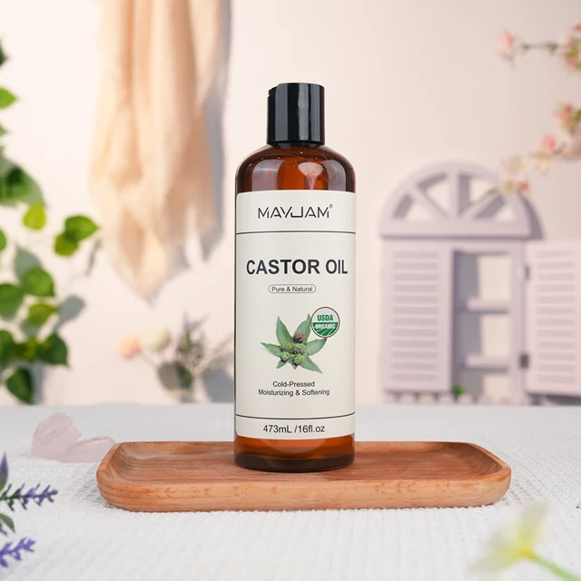 Organic Castor Oil Cold Pressed Massage Body Moisturizes Skin Nourish Hair Eyelash Nail Growth 16fl.oz Pure Natural Carrier Oil 2