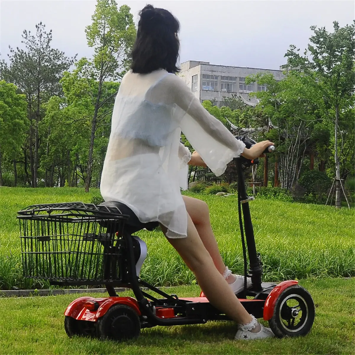 EU Stock Adult Electric Scooter Foldable Two Seater For Elderly Disabled Dual Motor 500W Mobility Scooter 4 Wheels With Basket