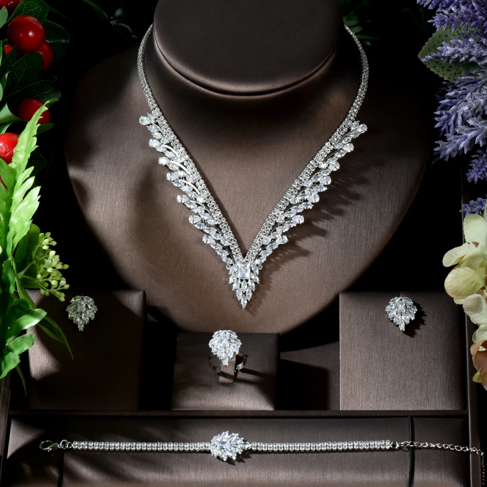 

Fashion New Luxury Design Women Bridal Jewelry Sets For Women Wedding Accessories AAA Cubic Zirconia Jewelry collier femme N-794
