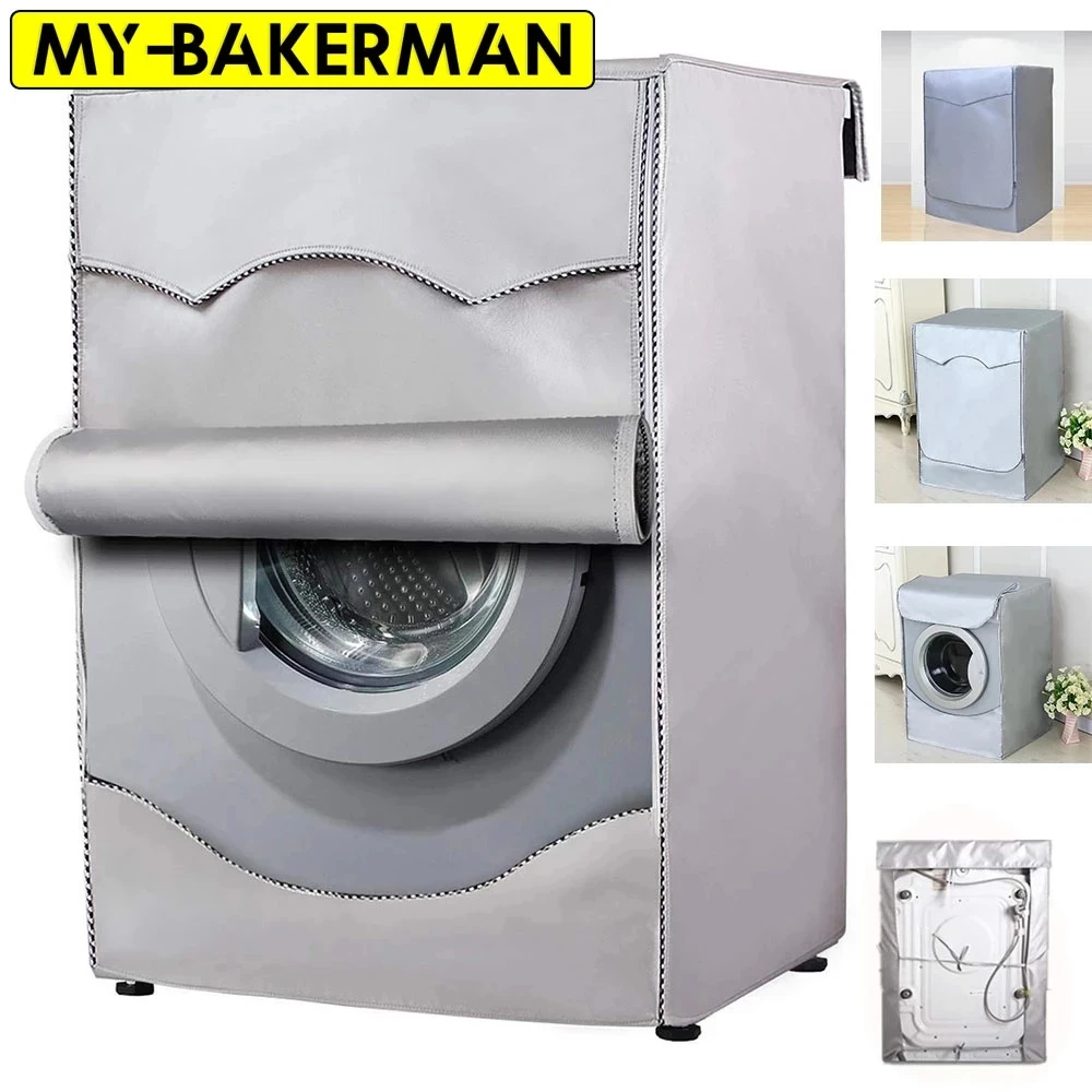 Description Picture 2 of itemWasher-dryer cover Washing machine cover Polyester waterproof front load sunblock laundry silver coated dust cover