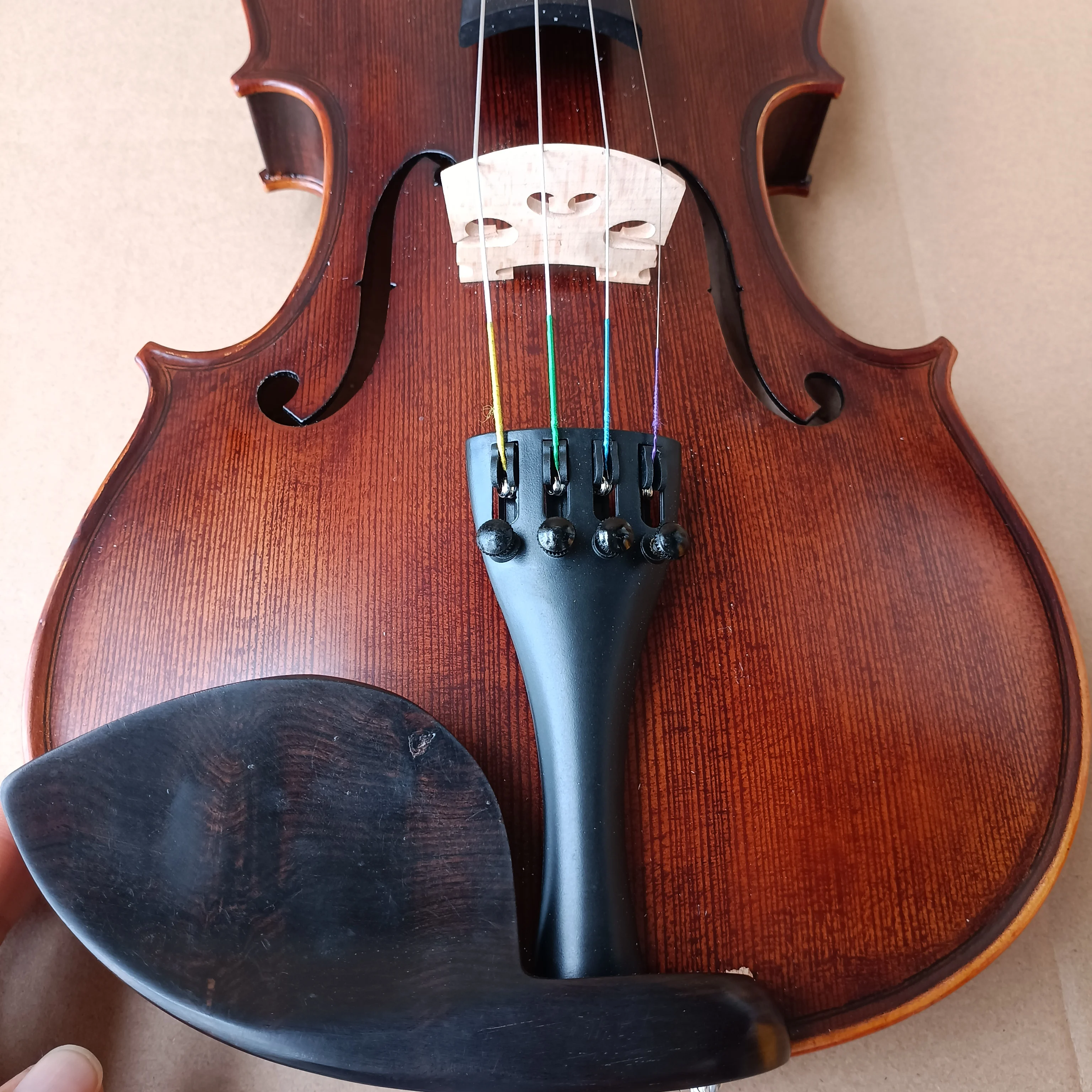 Natural Tiger Pattern Maple Handmade Violin 4/4 Size Ebony Fingerboard coffee Violin beginner professional Musical Instruments