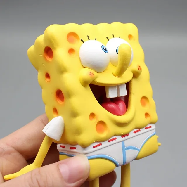 16cm SpongeBob Pants SquarePants Anime Figure Wearing Figurine SpongeBob  Kawaii Room Decoration Toy For Kids Chritsmat Free Gif 3