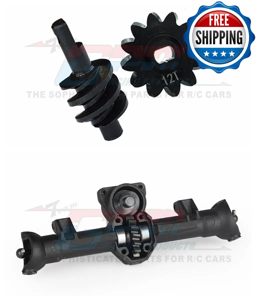 GPM Mid Carbon Front/Rear axle worm gear 12T 16T set for AXIAL 1/24 4WD SCX24 RC CAR PART
