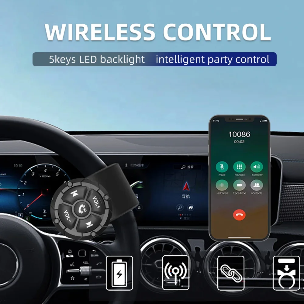 Car Steering Wheel Remote Control Media Controller Button Bluetooth-compatible M