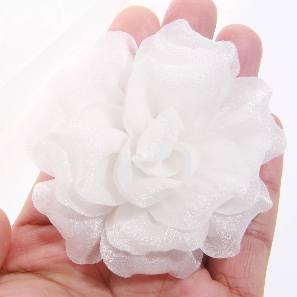 10Pcs 7cm High-grade Mesh Stoff Blume Für Brosche Pins Frauen Elegante Mode Corsage Hochzeit Party Abzeichen zubehör Geschenke – Detail 4