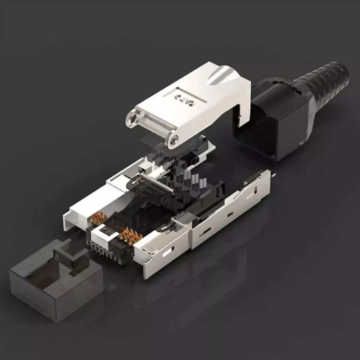Zoerax Liga de Zinco Blindado Ethernet Terminação Plugs Rj45 Cat8 Cat7 Conectores Cat6a sem Ferramentas Cabos 23awg Sftp Pacote de 10 - Imagem 4