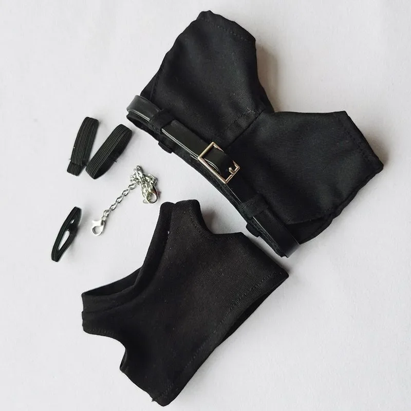 20CM baby clothes cool men's belt chain black vest high necked T-shirt cotton doll doll replacement 3