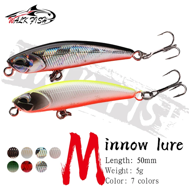 Slow Sinking Minnow Fishing Lures 70mm 5g Wobblers Freshwater