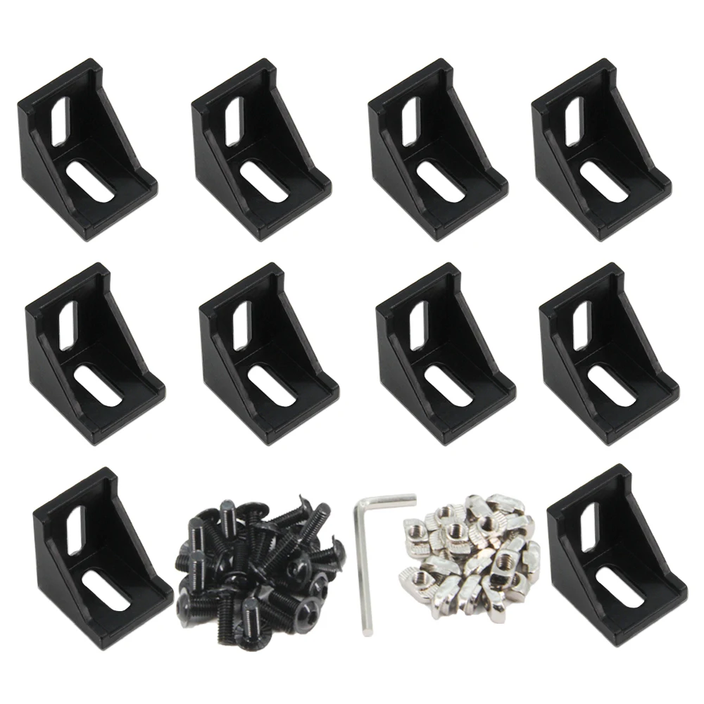 

10PCS 4040 Corner Bracket Black Right Angle with M6 Screws 4040 Series Brackets for Slot 8mm Aluminum Extrusion Profile Parts