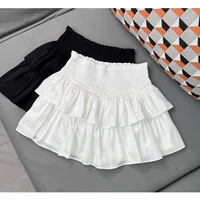 Sweet Cake Skirt Women's Ruffles Casual Simple Short Mini White Chiffon Skirt Black Kerean New 2024 Puffy Ballet Style Skirts 1