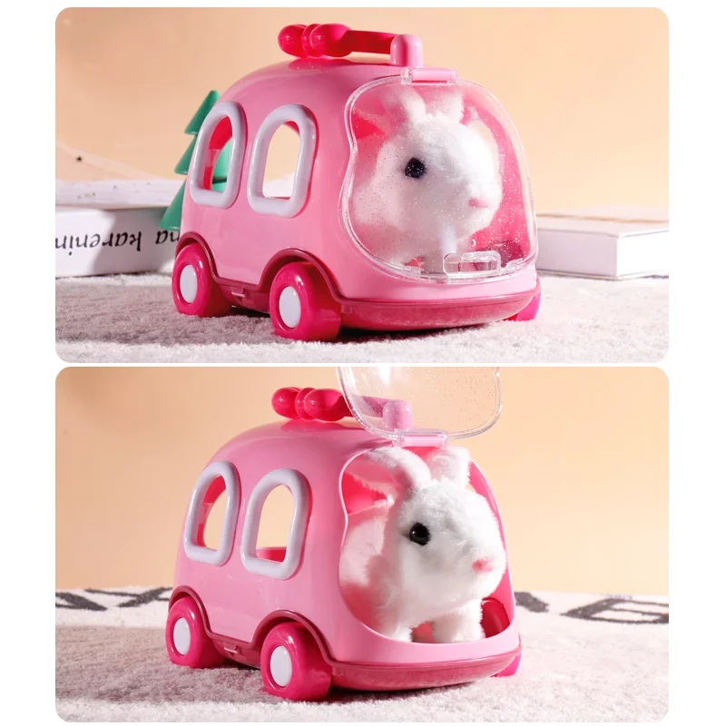 Children electric simulation bunny plush toy girl pet Cute white rabbit doll With Sound Animal DIY Change Clothes Game for kids 6