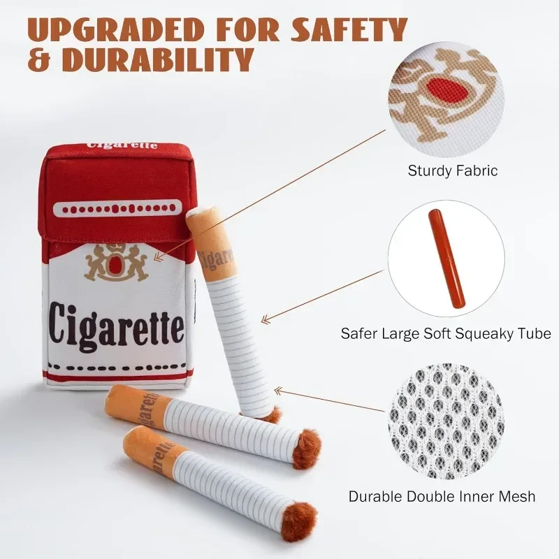Hilarious Interactive Plush Cigarette Dog Toy - Chewable, Giggly Pet Gift Box for Playful Pups! 3