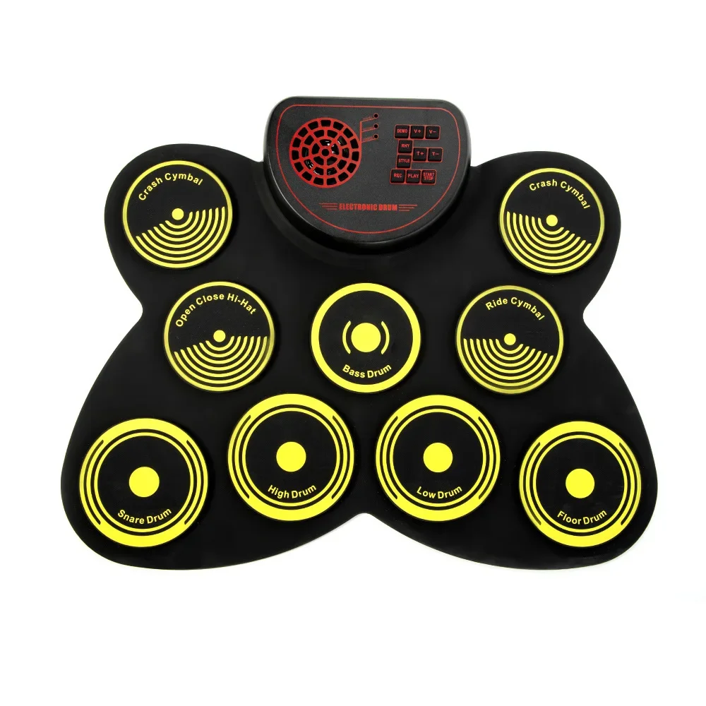 Electronic Digital Roll up Set Roll-Up Drum Set Kit with Drumsticks Foot Pedals Silicone Electric Sustain Pedal