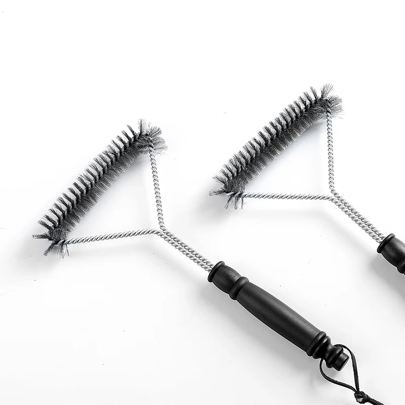 Grill Brush Cleaning Tool Stainless Steel Bristles Non-Stick Cleaning Brush Triangle Wire Barbecue Kit Kitchen Accessories