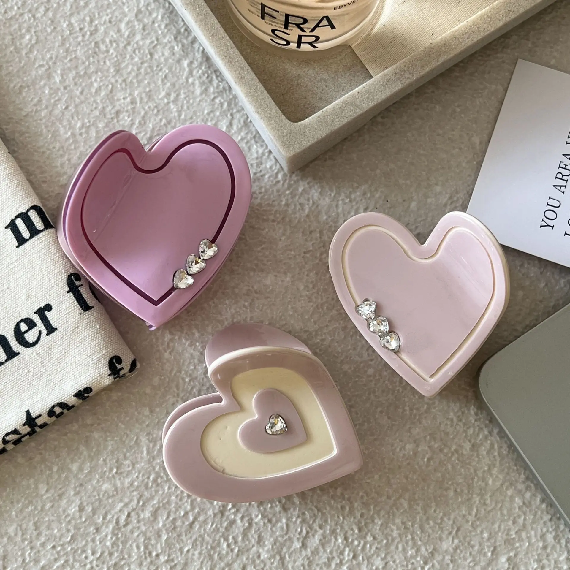 1pc New heart-shaped hair clip with taro purple temperament