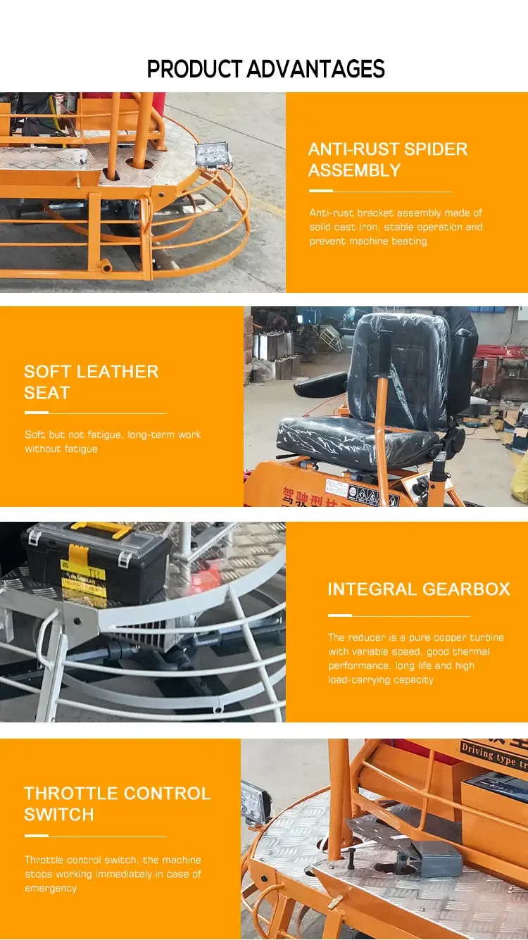Ride On Power Trowel Price 24hp Gasoline Engine Driving Concrete Trowel Machine