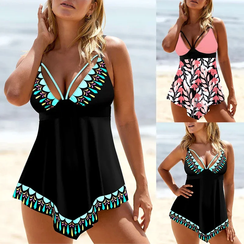 

Новинка лета 2023, женская мода, пляжный купальник, танкини, монокини, купальник из двух частей, новые пляжные женские Танкини с принтом