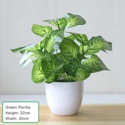 Elegant Faux Bonsai with Decorative Pot for Home and Office Display (Green Perilla)