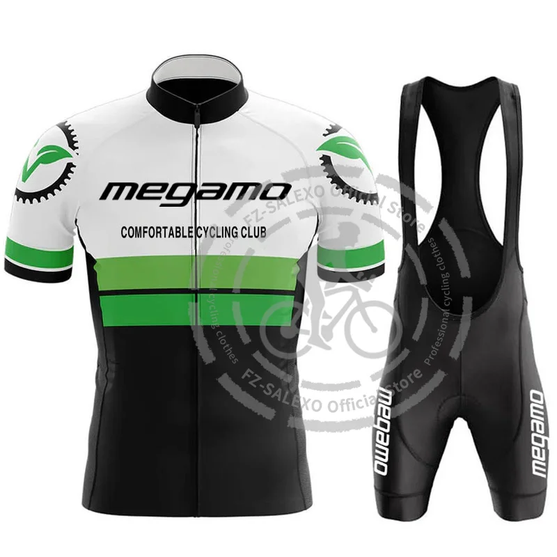 Megamo Team Cycling Jersey 19D Bib Set Men Summer New Short Sleeve MTB Bike Cycling Clothing Maillot Ropa Ciclismo Uniform Suit