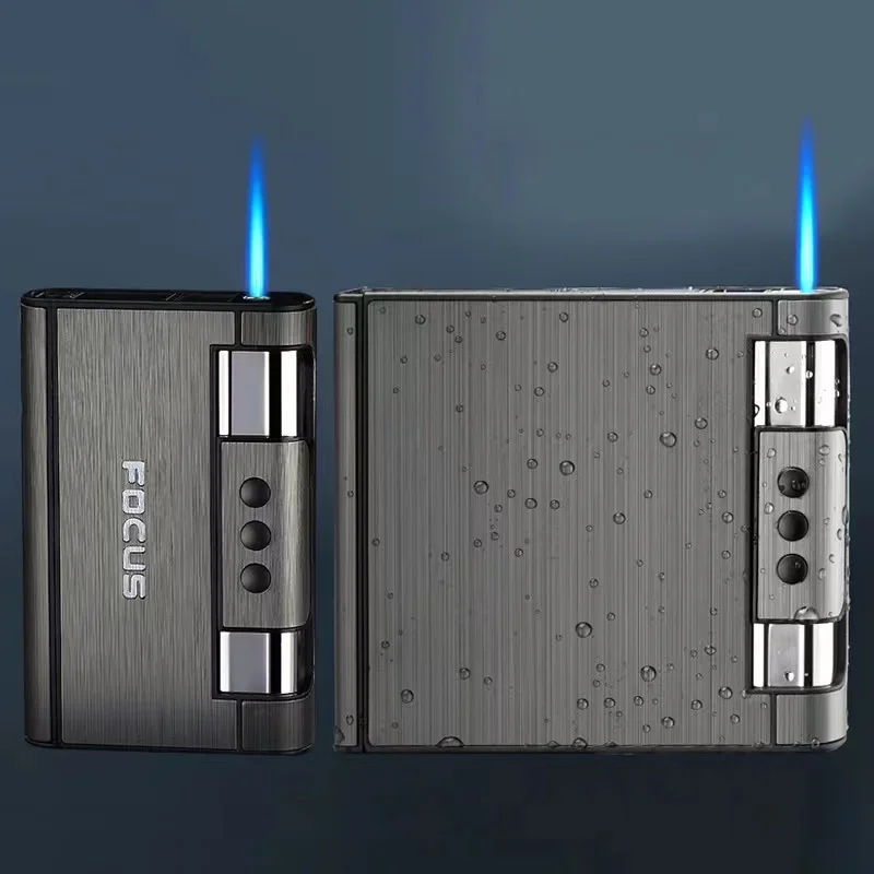 2 In 1 Automatic Cigarette Case with Lighter Metal