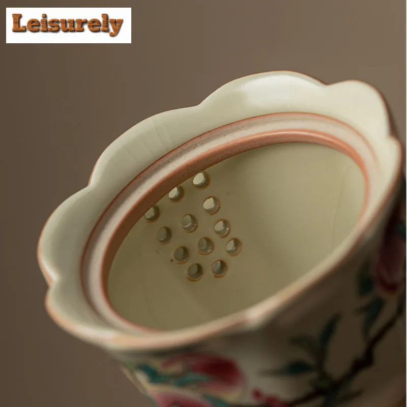 100ml Chinese Ru Kiln Porcelain Teapot Aesthetic Nine Peach Blossom Mouth Pot Tea Brewing Kettle Teaware Accessories Ornaments