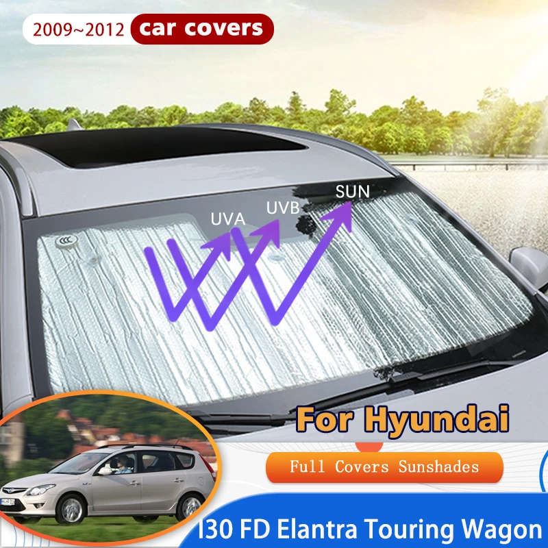 

Full Covers Sunshades For Hyundai I30 I30CW FD Wagon 2009~2012 2010 Car Accessories Sun Protection Windshields Side Window Visor