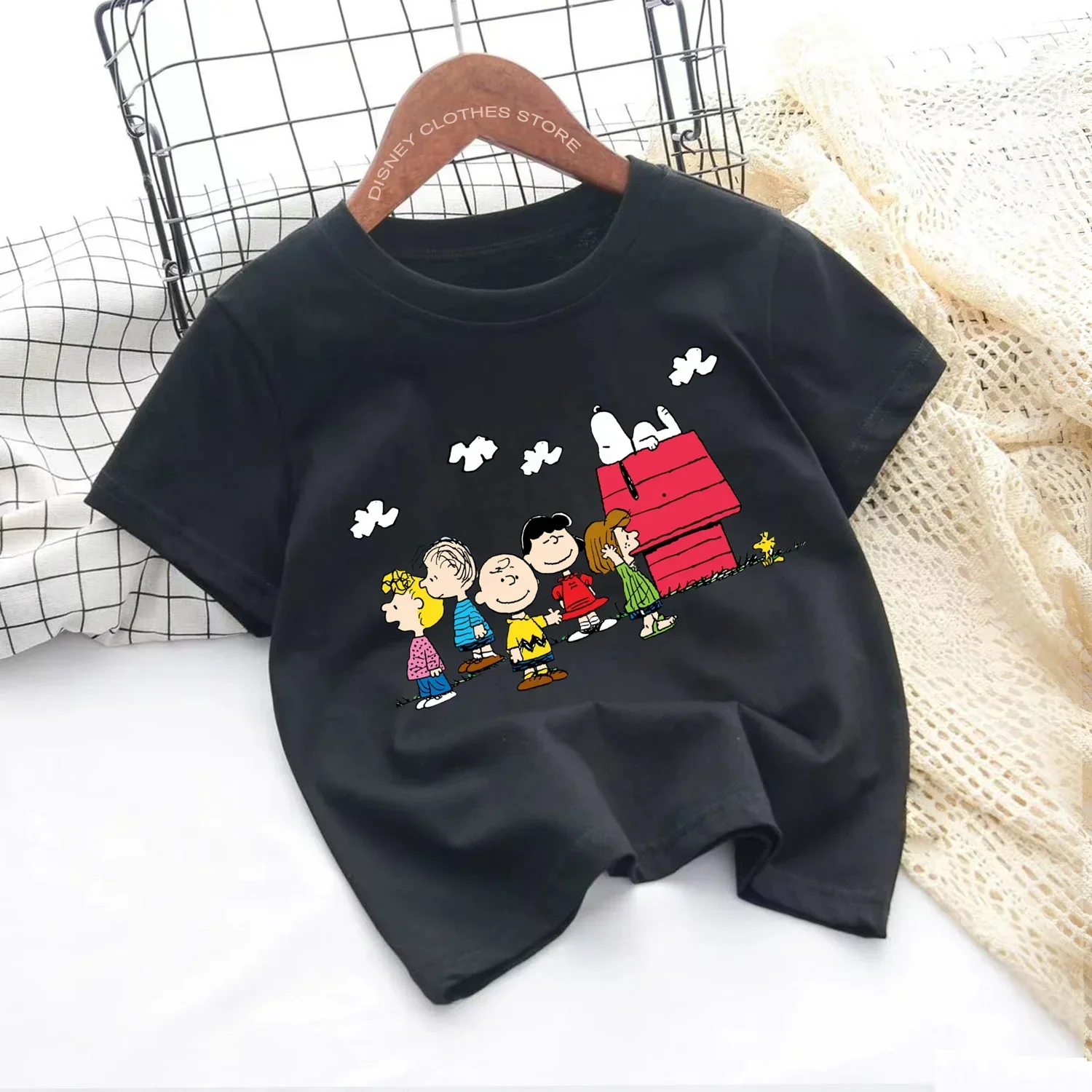 New anime Snoopy Printed T-shirt Kids Short sleeve kids 3-14 years old boys and girls new fashion Pokemon top 2