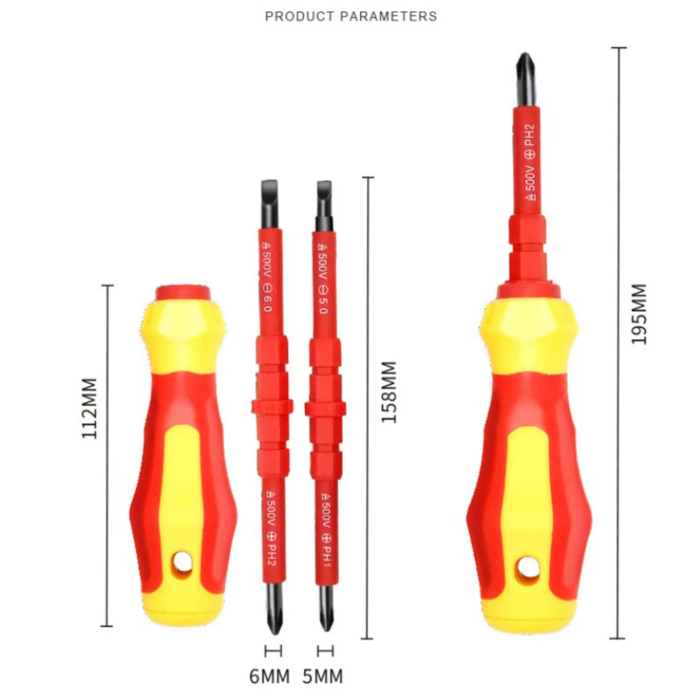 

Two-in-one Screwdriver Magnet Multi-Purpose Electricians Slotted Cross Screwdriver Bit Repaire Tools With Rubber-coated Handle