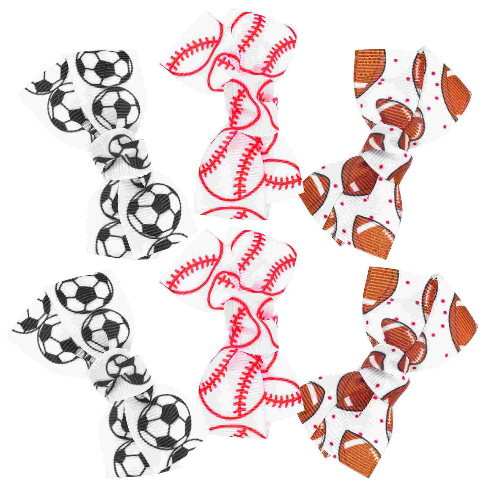 

6pcs Hair Bows Girls Bow Hair Clips Sports Theme Bow Clips Cute Hair Accessories for Kids
