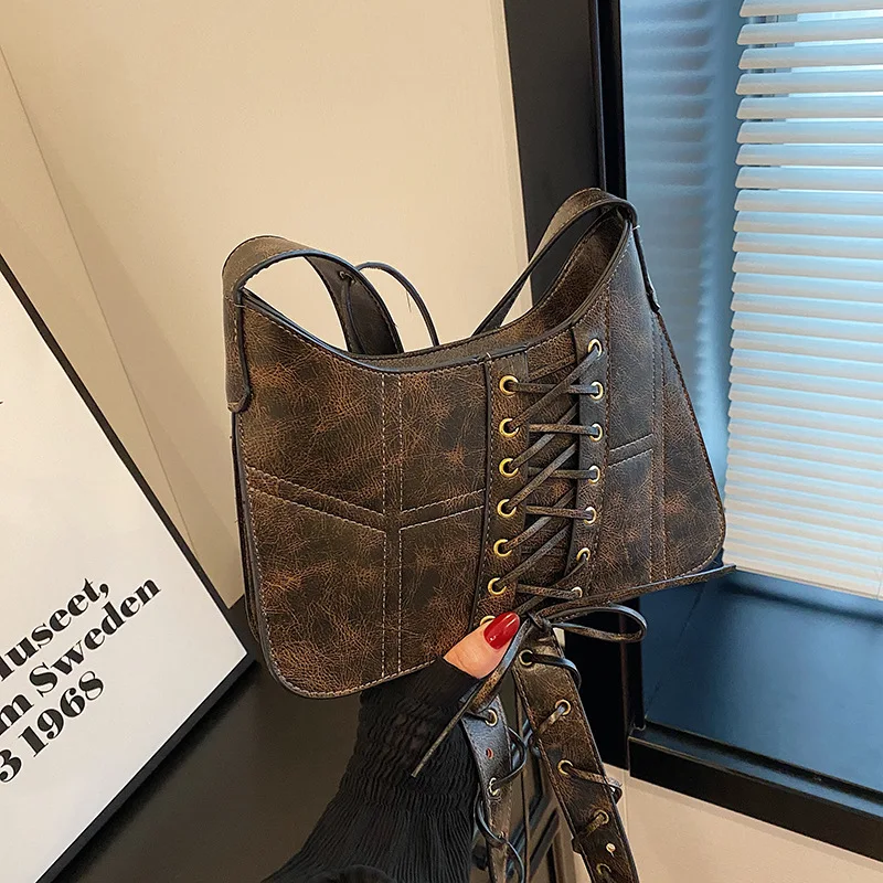 

Y2K PU Leather Motorcycle Crossbody Bags for Women 2023 Vintage Design Female Underarm Bag Ladies Shoulder Bag Handbags Purses