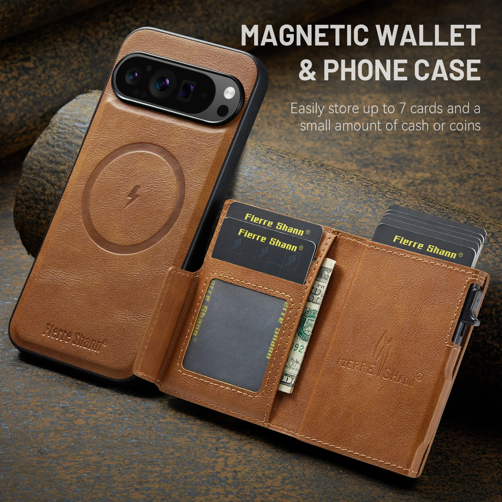 Magnetic Detachable Card Holder Phone Case with Oil Wax Texture