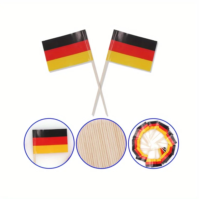 100 stücke deutsche Zahnstocher Flagge, Cupcake Topper, Cocktail Obst Bars Party Buffet Lebensmittel Etiketten, Wurstwaren Teller Käse Etiketten – Detail 6