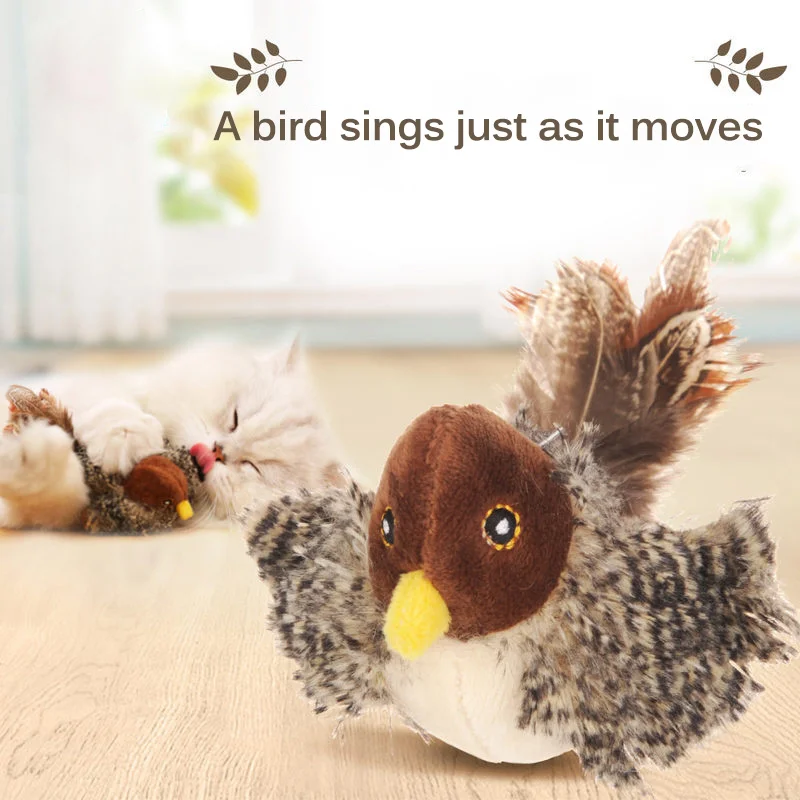 

Pet Cat Toy Sparrow Insects Mouse Shaped Bird Simulation Sound Oft Stuffed Toy Pet Interactive Sounding Plush Doll Pet Supplies