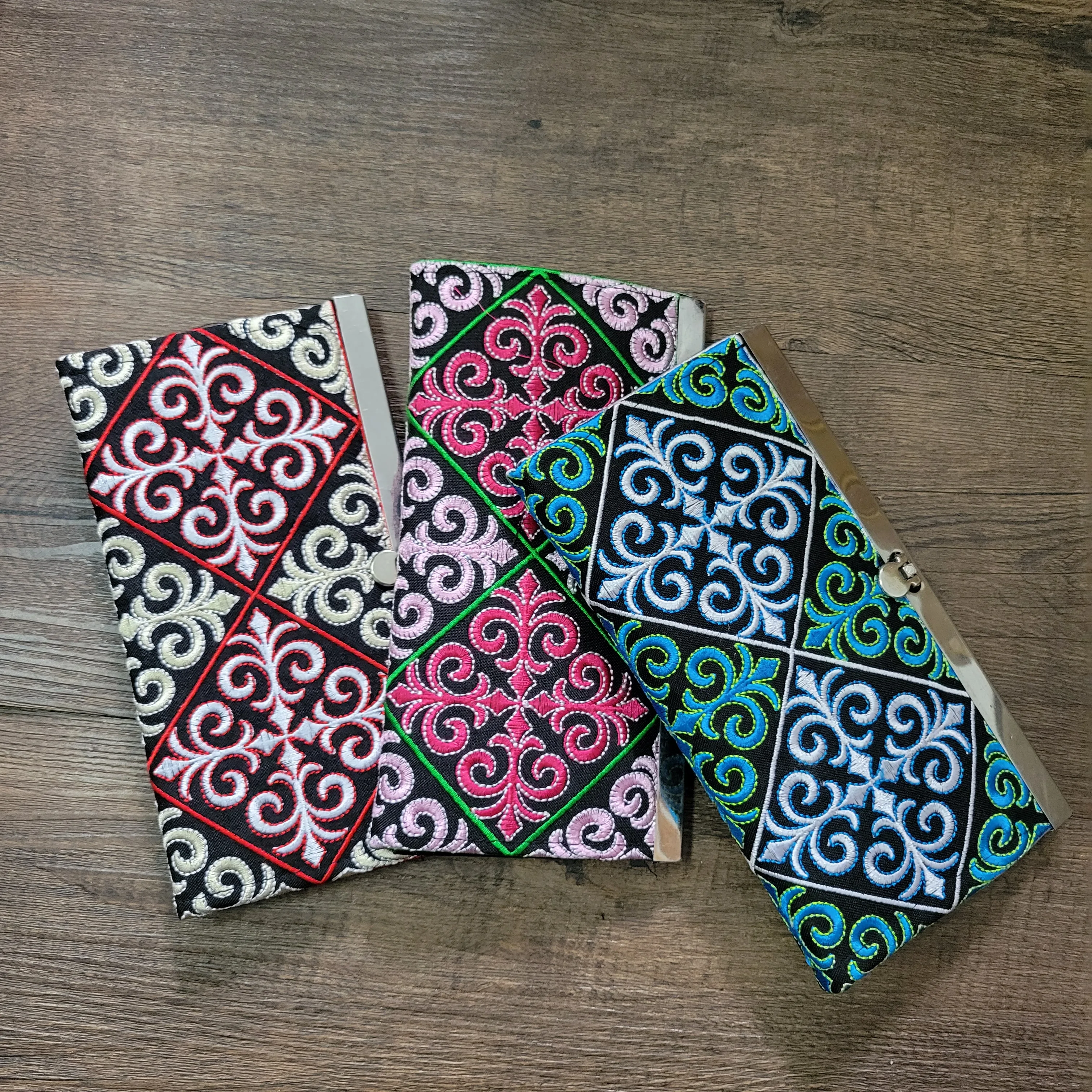 5pcs/lot Women Wallet clip Vintage canvas money clip Embroidery hasp Purse for women Long wallet