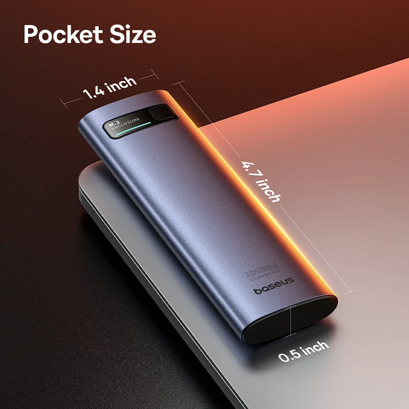 Baseus-case Ssd Nvme Sata de Protocolo Duplo M.2 para Usb tipo c 3.2 Ssd Portátil M.2 Gabinete Sata Nvme pc Externo - Imagem 3