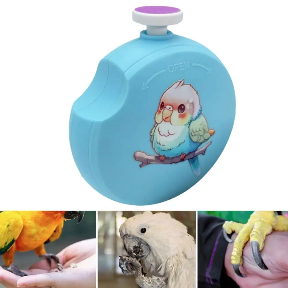 Low Noise Electric Parrot Nail Trimmer Round with 6 Grinding Heads Bird Nail Cutter Mini Parrot Beak Grinder Bird Paw