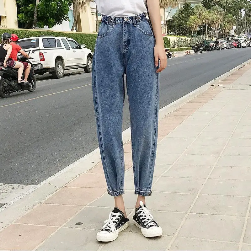 

Slim jeans women's loose-fitting personality pants 2022 autumn dress new high-waisted straight tube European goods Harlan pants