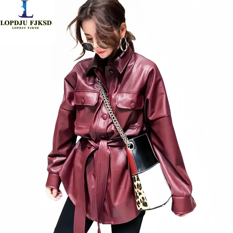 leather-coat-for-women-long-moto-pu-jacket-casual-overcoat-adjustable-waist-female-clothing-winter-fashion-autumn-new