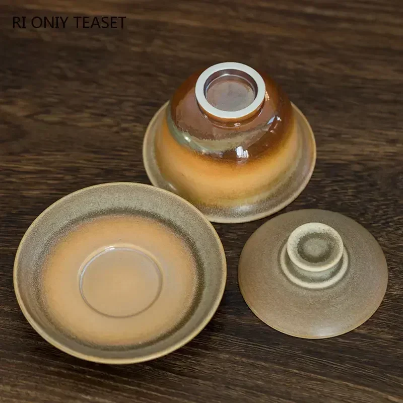 Chinese High-end Ceramic Tea Tureen 130ml Master Teacup Handmade Gaiwan Travel Portable Tea Bowl Household Teaware Accessories