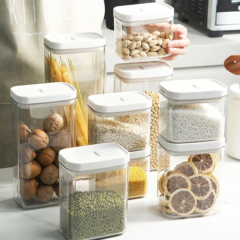 Food Storage Containers With Bamboo Lids, Clear Airtight Food Jars,  Moisture-proof Transparent Sealed Fresh-keeping Box, For Cereal, Rice,  Pasta, Coffee Beans, Nuts And Sugar, Plastic Food Preservation Tank, Home  Kitchen Supplies 