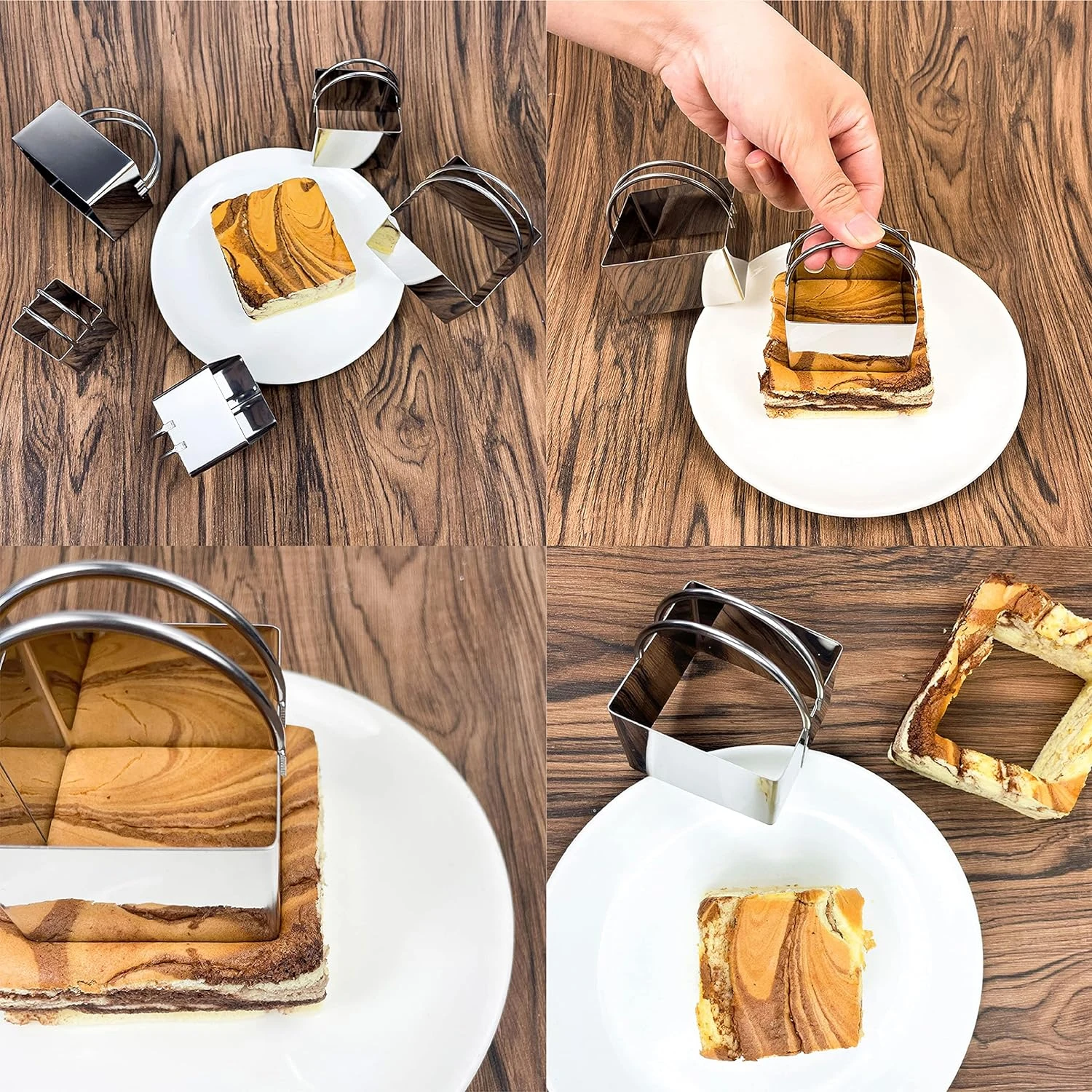 5PCS Square Stainless Steel Biscuit Mold Small Cake Cutting Mold DIY Biscuit Pastry Cake Baking Tools Kitchen Baking Gadget